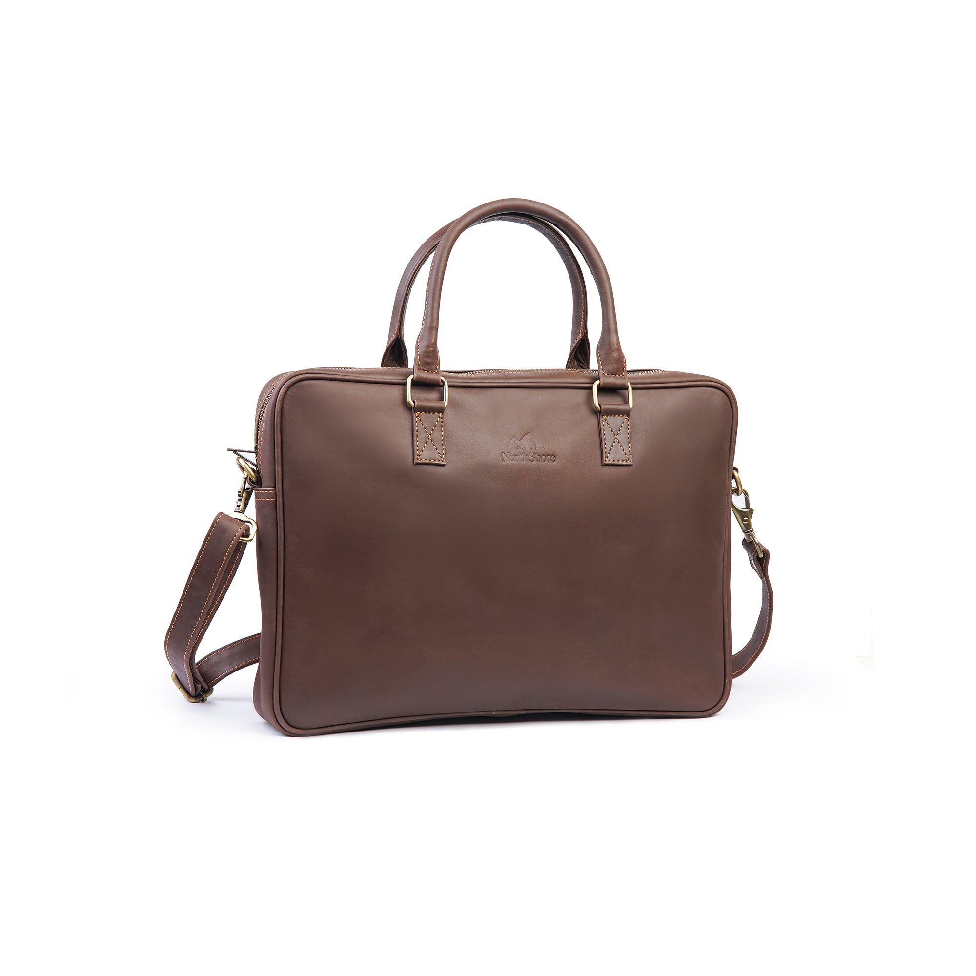 Atlas - Slim Fit Laptop Bag - Dark Brown